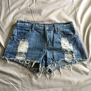 Forever21 Distressed Blue Jean Shorts